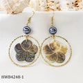 Fashion Hawaiian Style Jewelry Ring Notes Shell Flower Shaped Hollow Design Shell Pearl Earrings for Women Wholesale
