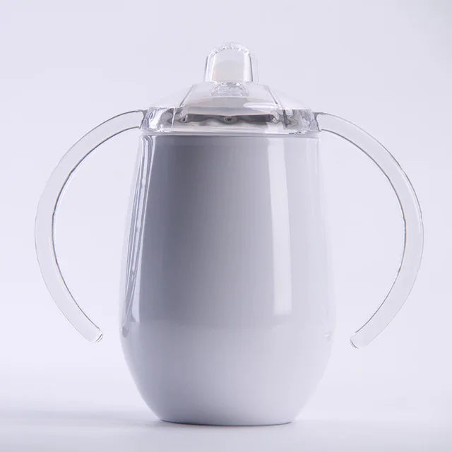 Sublimation Sippy Cup Double Wall Stainless Steel Water Bottle Insulated 10oz Sublimation Blanks Sippy Cup Tumbler with Handle