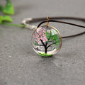 Wholesale Time Gem Glass Pendant  Flower Tree of Life Chain Necklace for Women