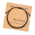 Fashion  Hand-woven Card Couple Bracelet Black Iron Stone Beaded Bracelet Creative Morse Code Bracelet for Women