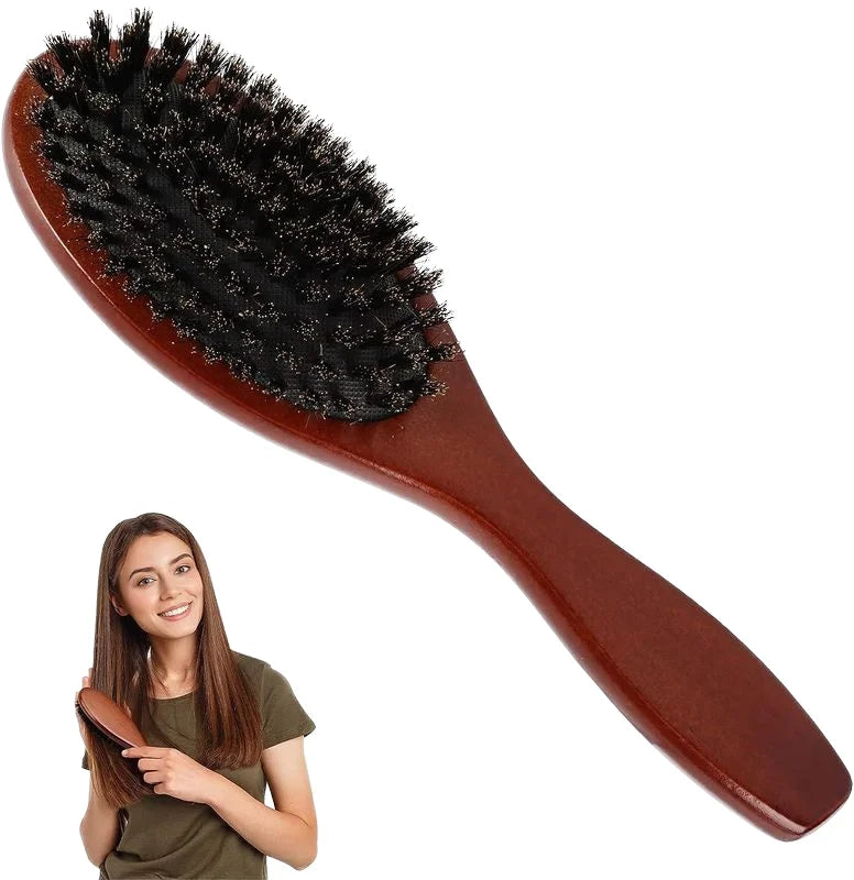 FX-T356 Wholesale Salon Hair Care Brush Soft Nylon Boar Bristle Oval Air Cushion Anti-Static Wooden Handle Customizable Brand
