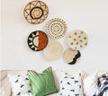 Hanging Woven Wall Basket Decor 7pc/set Seagrass Baskets Rattan Decor for Boho Wall Art Round Wicker Decorative Tray Flat Basket