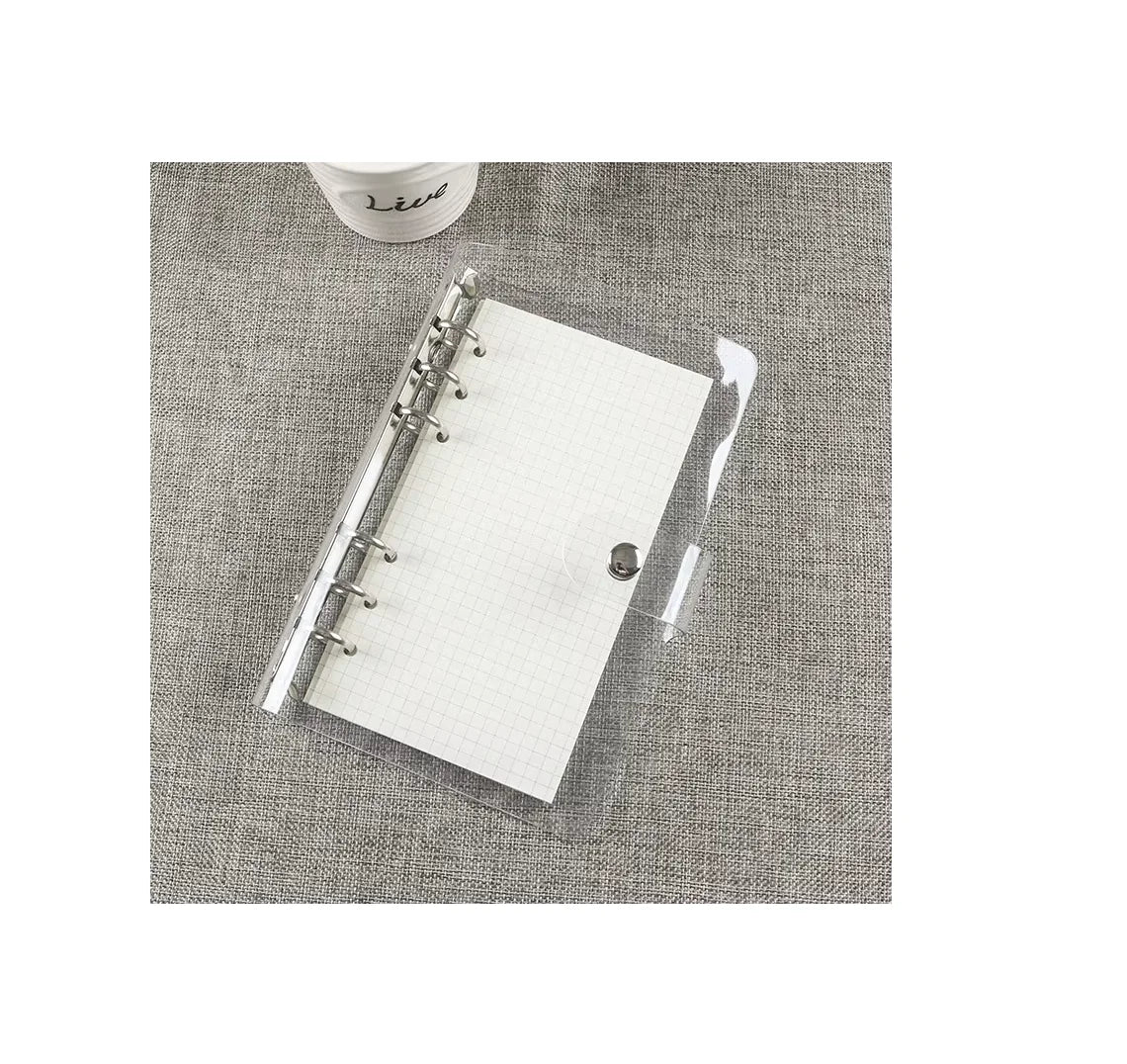 Customized 2022 Planner clear Pvc 6rings Spiral Business Office Planner Journal Notebook Transparent A4 A5 A6 Budget Binder