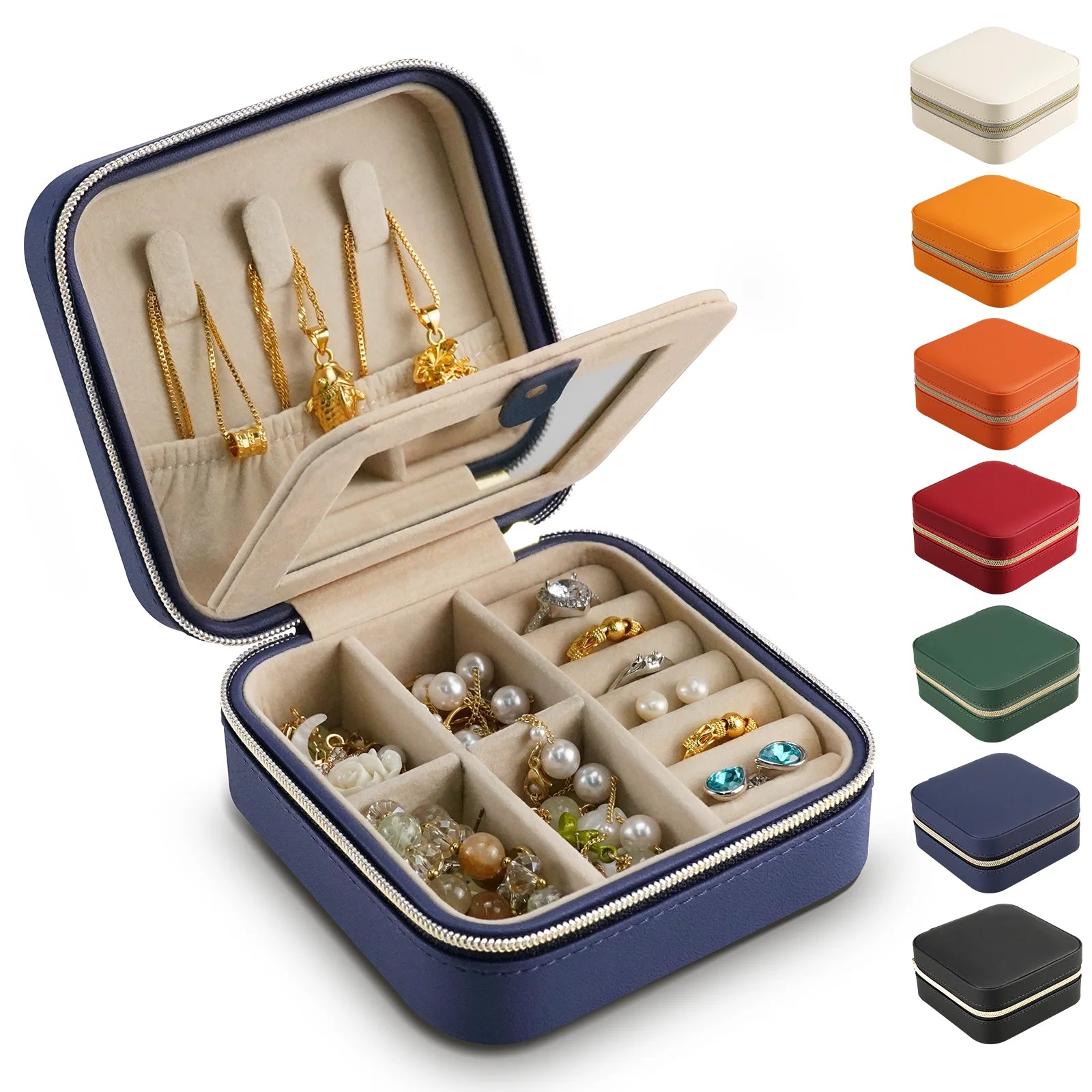 Quality Fashion Customizable Jewelry Organizer Box with Zipper Closure for Jewelry Shop Decoration