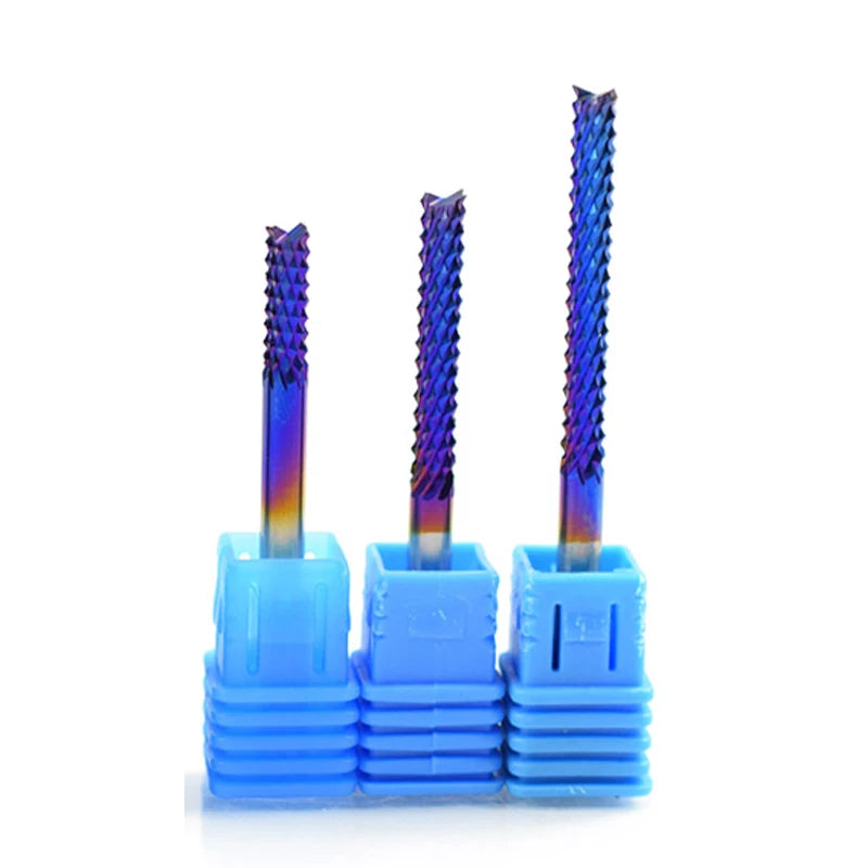 WEIX Nano-Blue Corn Teeth CNC Router Bits Solid Carbide Endmill PCB Woodworking Tools