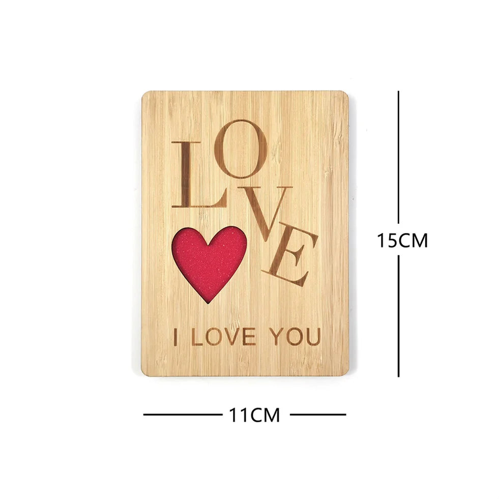 Valentine's Day New Style Design Greeting Cards Express Deep love 3D Wooden Greeting Cards