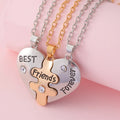 Jachon New Alloy Puzzle Love Friendship Pendant Necklace Women Girlfriend Three-piece Necklace Jewelry for Gift