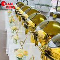Luxury Restaurant Equipments 6.0L Buffet Food Warmer Silver and Gold Chaffing Dish Round Roll Top Chafing Dish for Catering MegaBDM