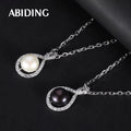 D1013 Abiding Jewelry Wholesale 10mm Black White Fresh Water Pearl Necklaces Sterling 925 Necklace Silver Pendant Handmade