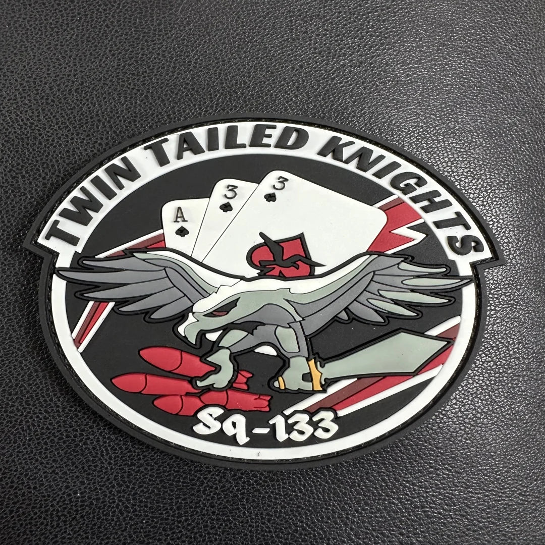 Custom TWIN TAILED KNIGHTS 3D Rubber Patch for Bag Accessories Garment Accessories Silicon Soft PVC Rubber Patches for Clothes