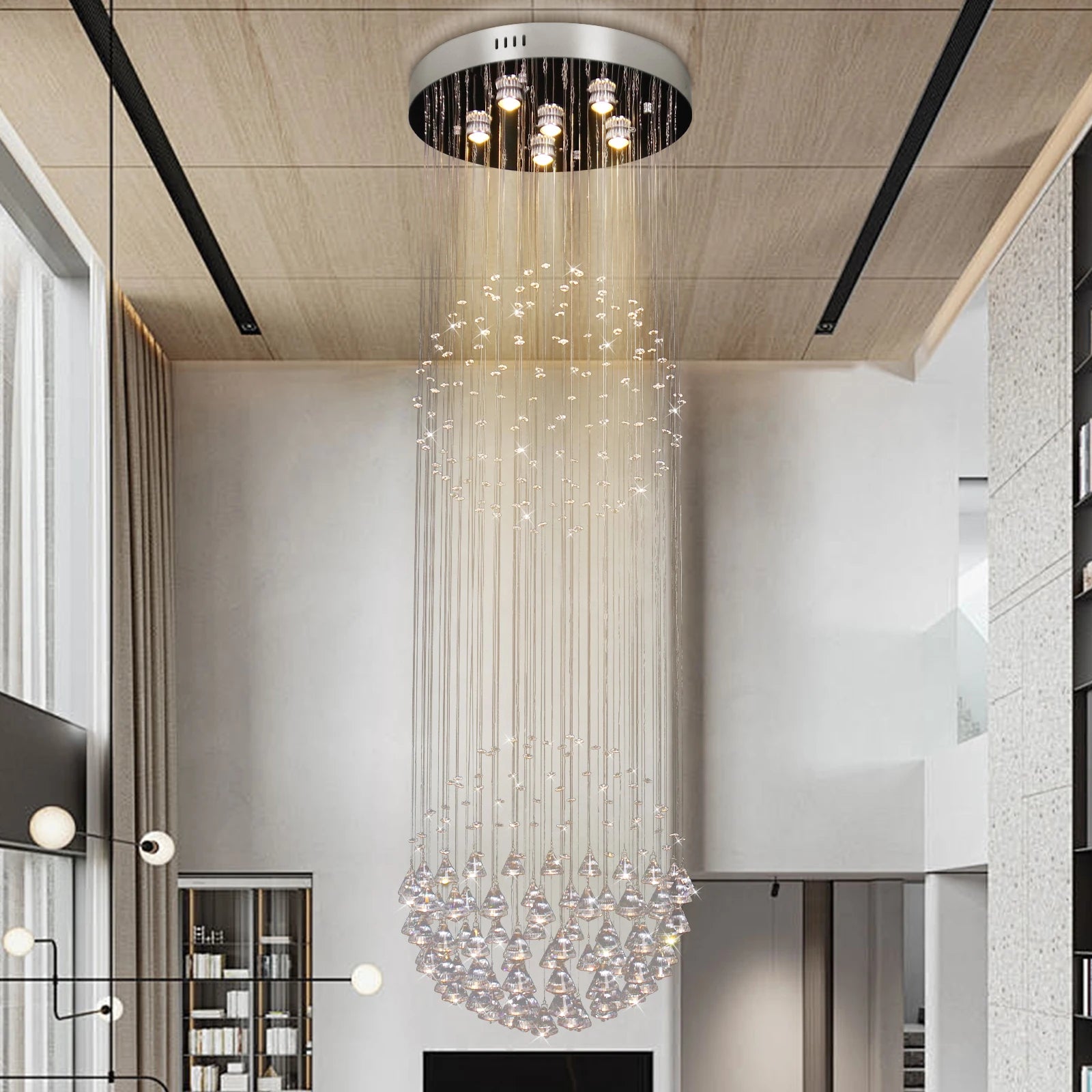 Decor Chandelier Pendant Lights K9 Crystal Hanging Lamp Ceiling for Home or Hotel Living Room Bedroom