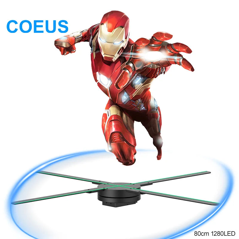 COEUS 80cm 1280 LED 3D Holographic Advertising Machine 8G Memory Card 3D Fan Holograma Ventilador for Indoor Outdoor Education