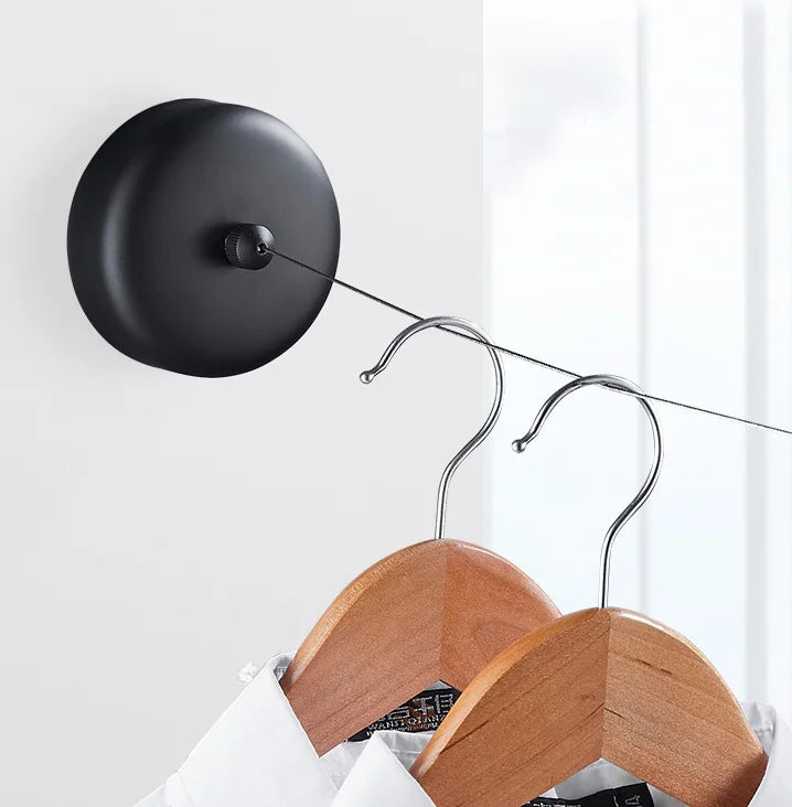 Stainless Steel Black Foldable Retractable Clothesline Drying Rack for Home Apartment Kitchen