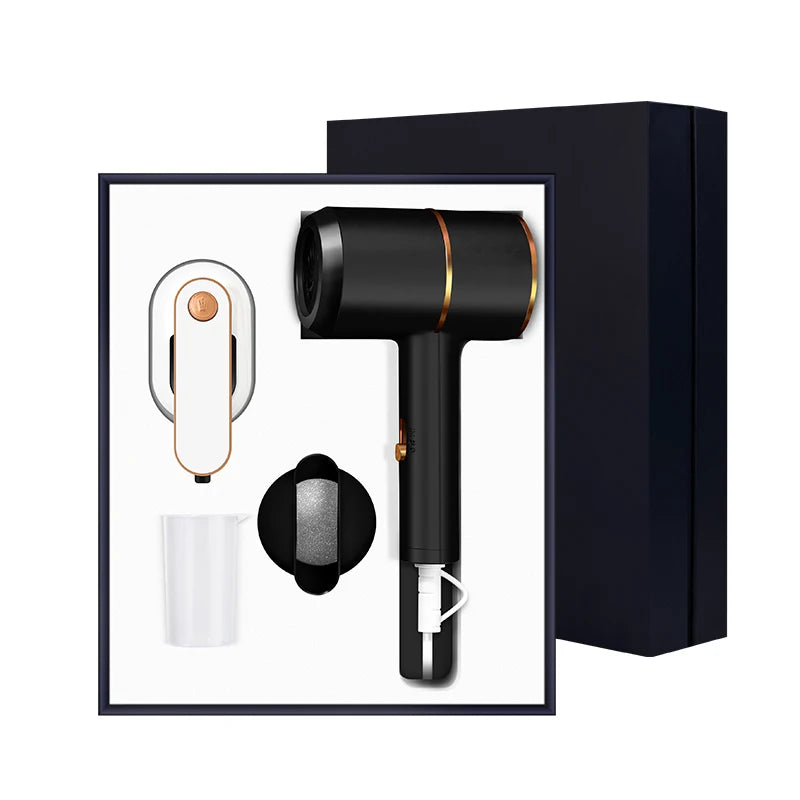 Promotional Luxury 220V 1000W Power Cord Hair Dryer and Mini Steam Iron Set Home Gift Ideas