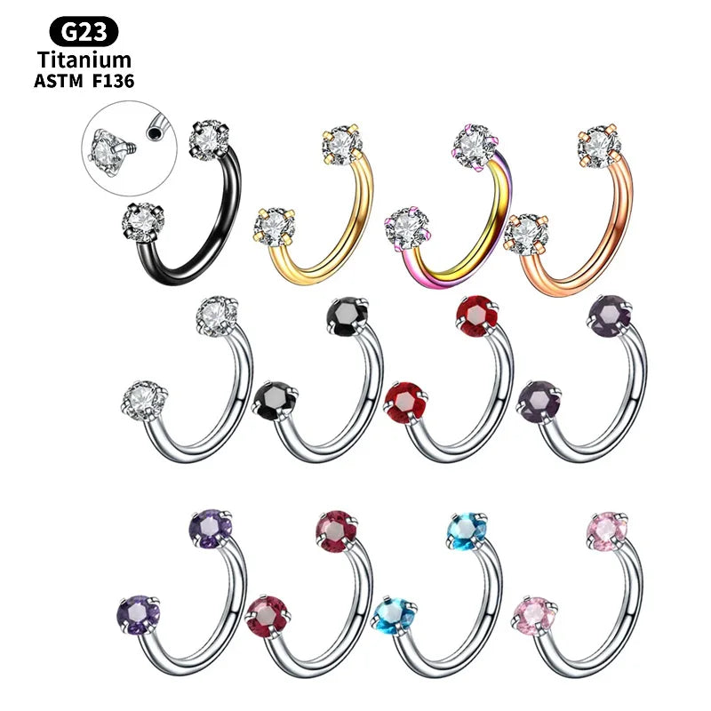 Getta Body Jewelry Piercing Titanium G23 Jewelry Eyebrow Ring Lip Ring Internal Thread Horseshoe Nose Ring