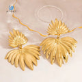 SUMMLY Trendy Wholesale Personalized 18k Gold Plated Stainless Non-fading Leaf Earrings Fashion Jewelry