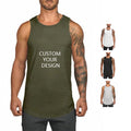 Hot Sale Men's Custom XL Sporty Gym Tank Top Heavy Athletic Vest Knitted Muscle Fitness T-Shirt Summer Workout Polyester Print