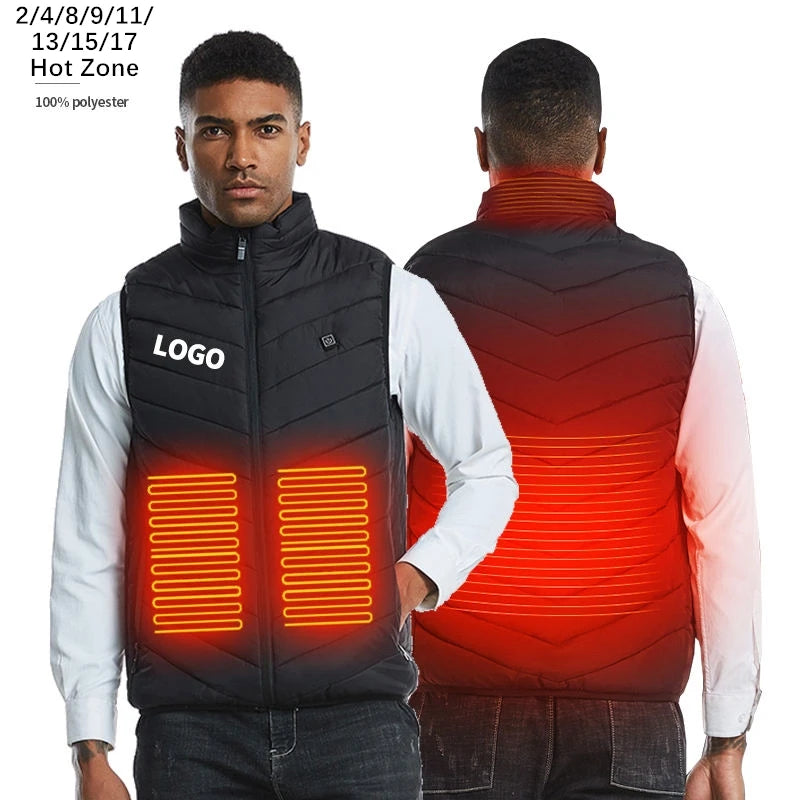 Xsunwing Winter Heated Vest Clothing for Men Warm Waistcoat Lightweight USB Heated Jacket With 3 Heating LevelsAdjustable Size