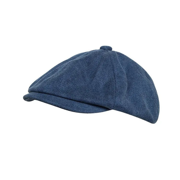Hot Sell British Style Cotton Canvas Beret Hat 6 Panels Newsboy Cap for Men