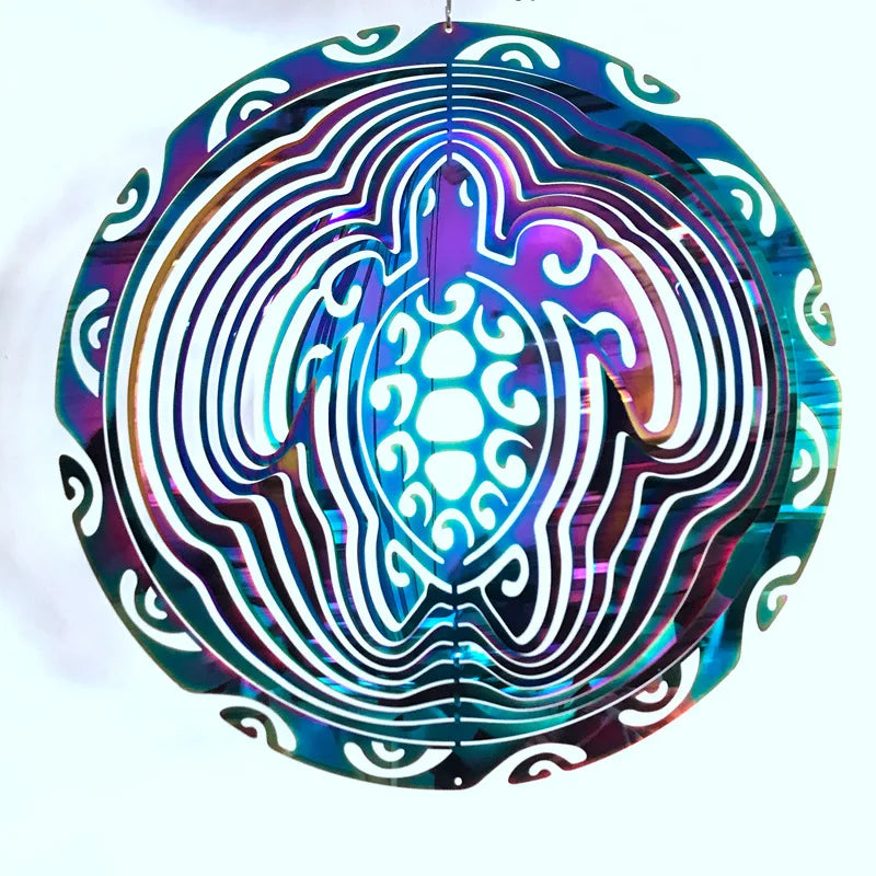 Factory Price 12 Inch Turtle Wind Spinner Stainless Steel Rotating Metal Sheet 3D Wind Chime Pendant Decoration Gift