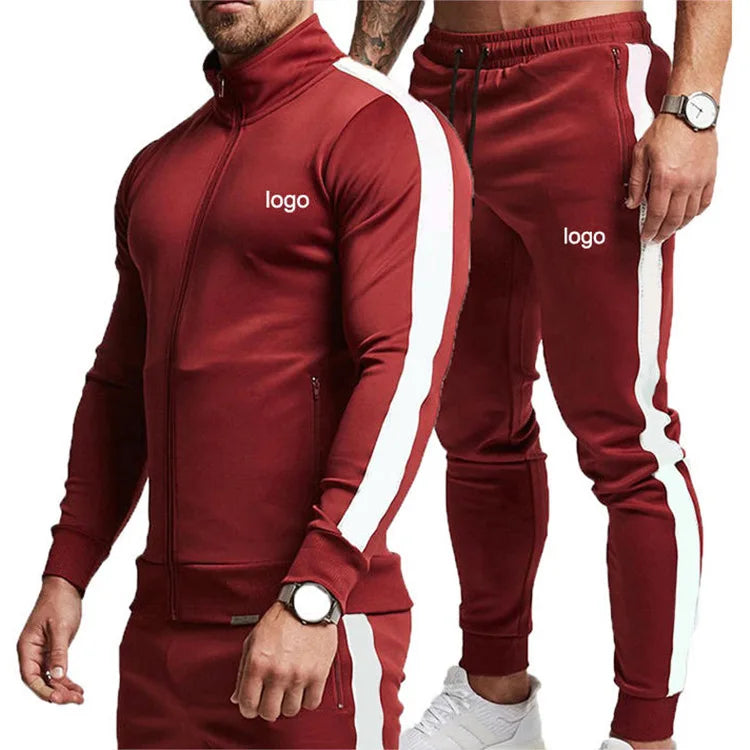 2022 Customized Men's Tracksuits Solid Color Long Sleeve Sportswear Men's Jogging Two-piece Outdoor Track Suit