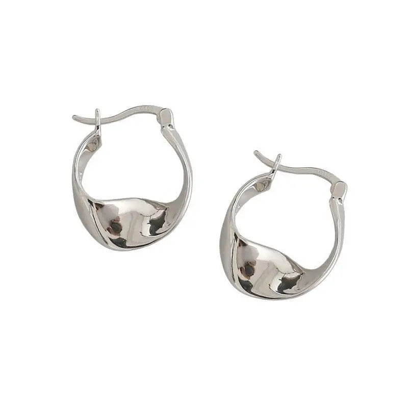 Irregular Curved Earrings 18k Gold Plated Screw Twisted Smooth Earrings Chunky Hoop Earrings for Women