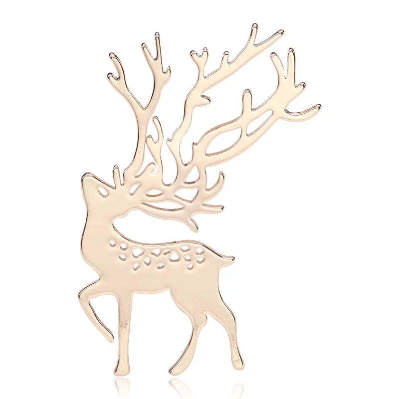 Simple Christmas Elk Brooch Pins Men Women's Metal Alloy Brooches for Clothes Bags Weddings Gifts for Children's Engagement