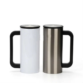 Custom Logo 450ml Stainless Steel Sport Bottle Direct Drinking Thermal Flask Straight Bottle Handle Sublimation Blank Print