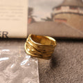 Chris April in Stock Fashion Jewelry 316L Stainless Steel PVD Gold Plated Retro Irregular Luxury Finger Rings for Women