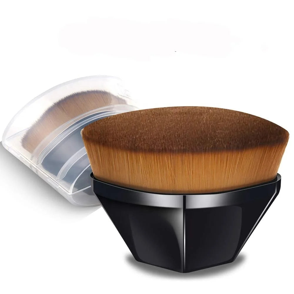 55# Synthetic Flat Top Foundation Kabuki Brush with Case Flawless Blending Liquid Powder Cream Face Fan Brush Concealer