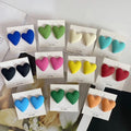 Partysu Stud Earrings for Girls Party Jewelry Heart Resin Sweet Candy Color Frosted Surface Love Heart Acrylic Women's 1 Pair FS