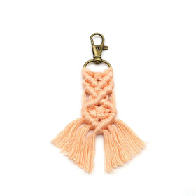 Wholesale Handmade Bag Accessories Rope Tassels Cotton Thread Weave Boho Macrame Keychain