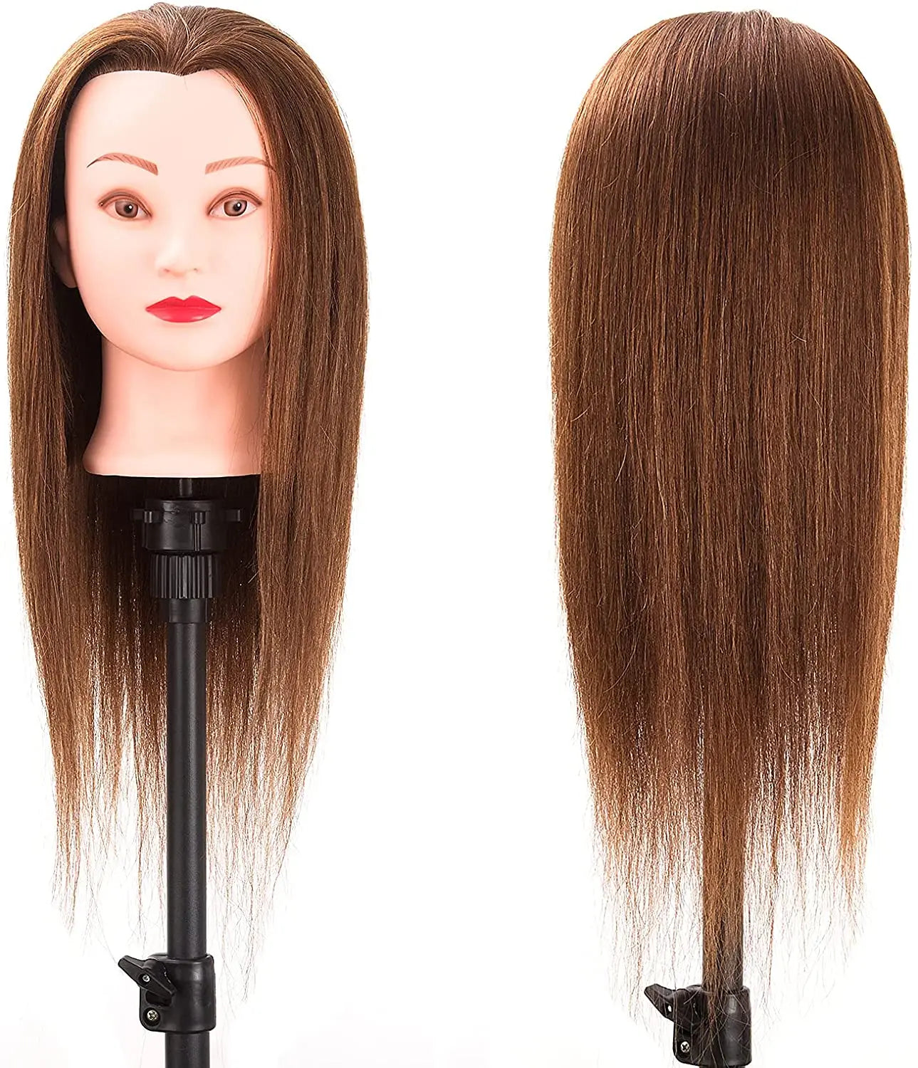 Human Hair Mannequin Head Wig Display Hand Tied Technique Training Wig for Hairdressing