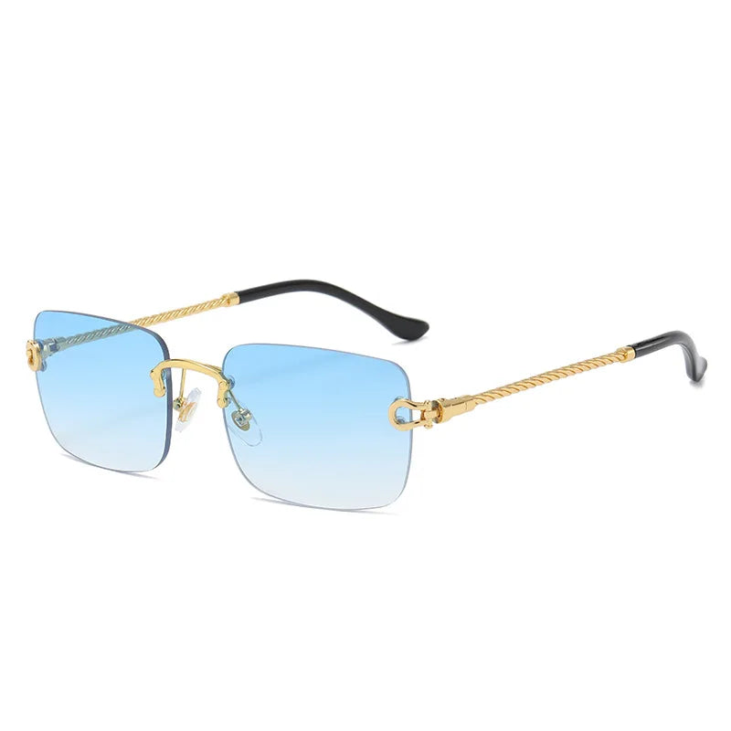 Personalized Shades Custom Logo Uv400 Protection Metal Sunglasses Women Small Frame Square Sunglasses Rimless Sunglasses