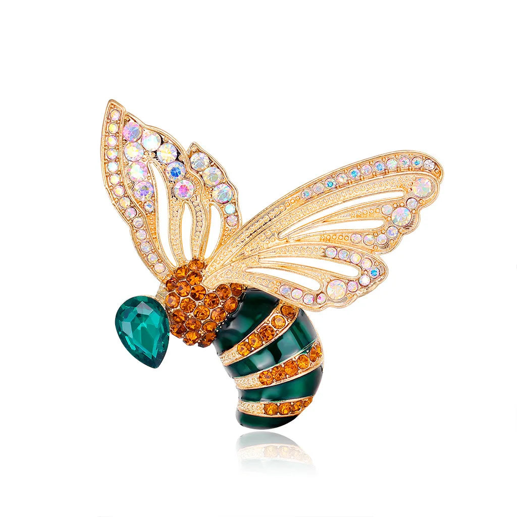DRAL897 Fashion Rhinestones Gold Bee Brooch Women Brooches Jewelry Wholesale