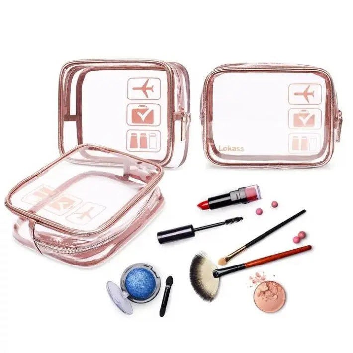Waterproof PVC Transparent Eco-Friendly Durable Large Capacity Travel Makeup Organizer Cosmetic Bags