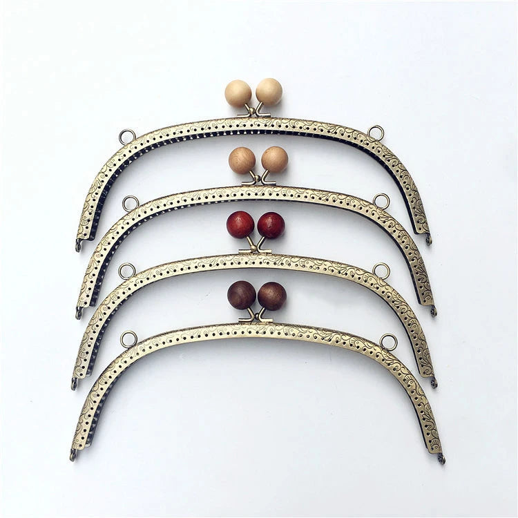 Deepeel MHD071 24.5cm Bag Hardware Accessories Retro Bag Handles Wooden Kiss Clasp Lock Frame Purse Clutch Frame