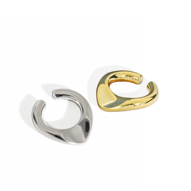 WMCE098 Trendy Ladies 925 Sterling Silver  Gold Painting Ear Cuff Earrings Clip on Earrings