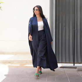 Latest Arab Long Women's Casual Gown Shiny Soft Comfortable Cardigan Simple Design Muslim Girl Open Abaya