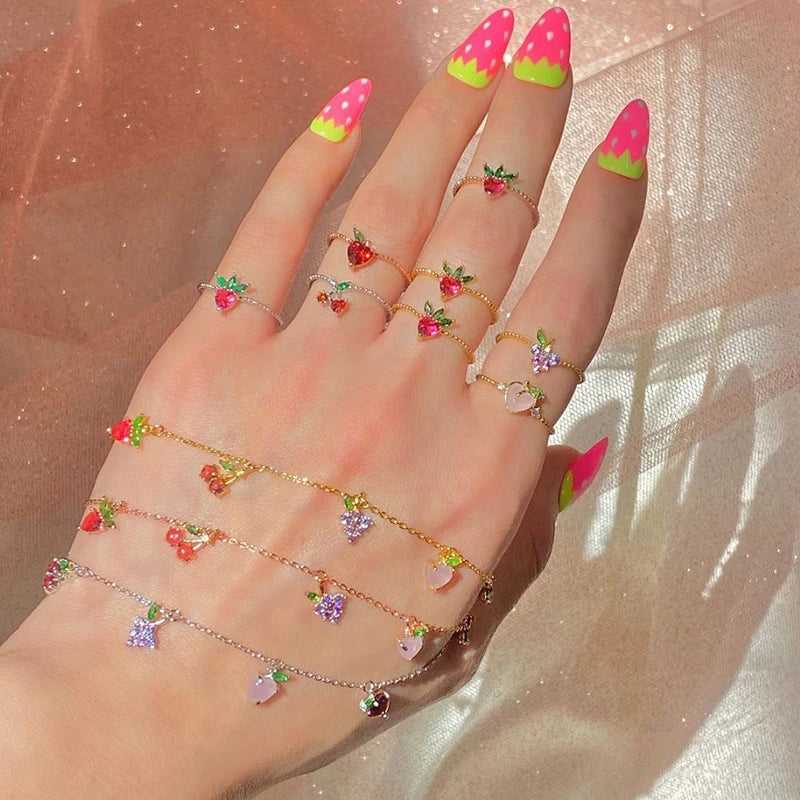 Online INS Crystal Zircon Fruit Crystal Bracelet Women