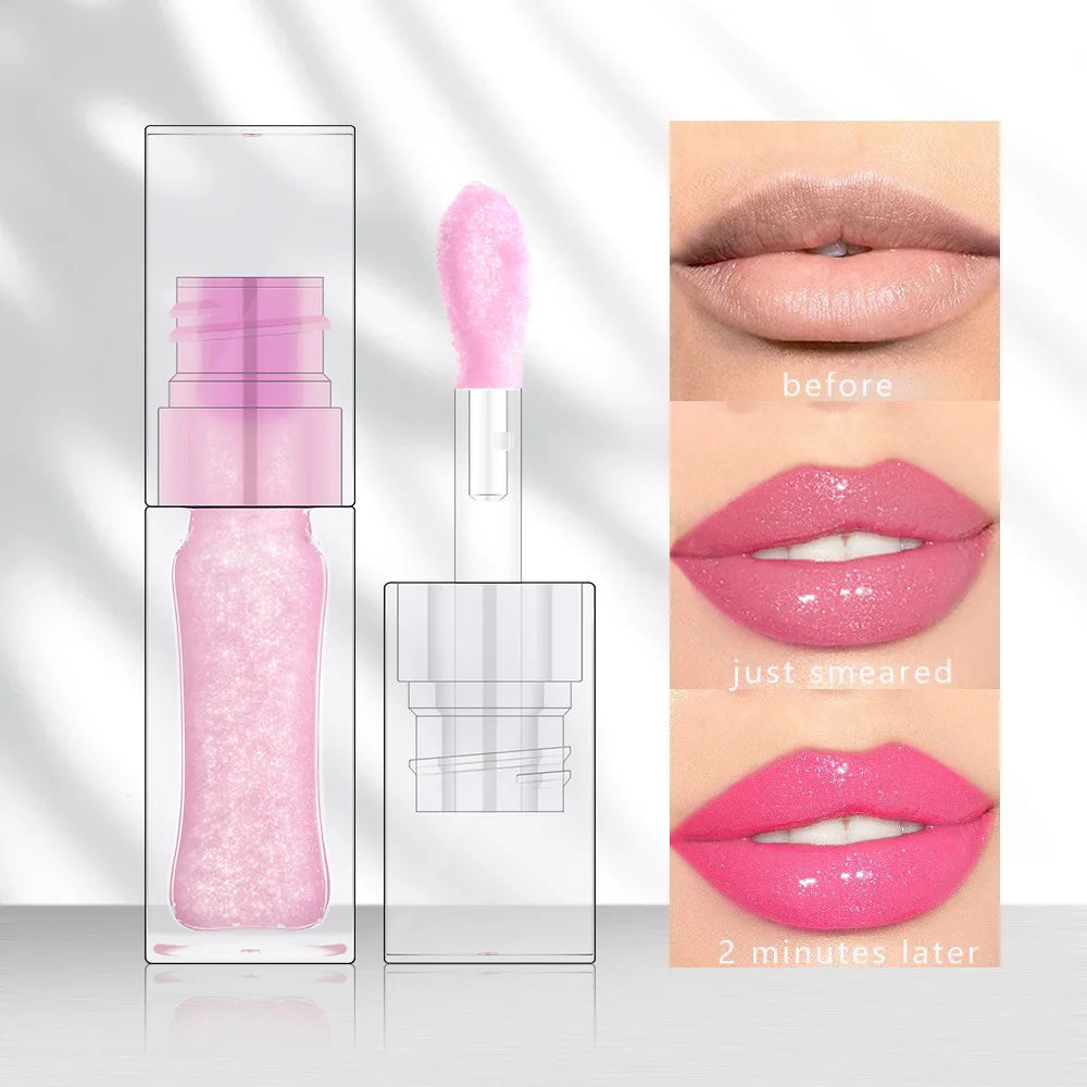 Unique Lip Gloss Tube Plump Fruit Glossy Lip Gloss Full Transparent Lipgloss Tube Vegan Lip Plumper Gloss MegaBDM
