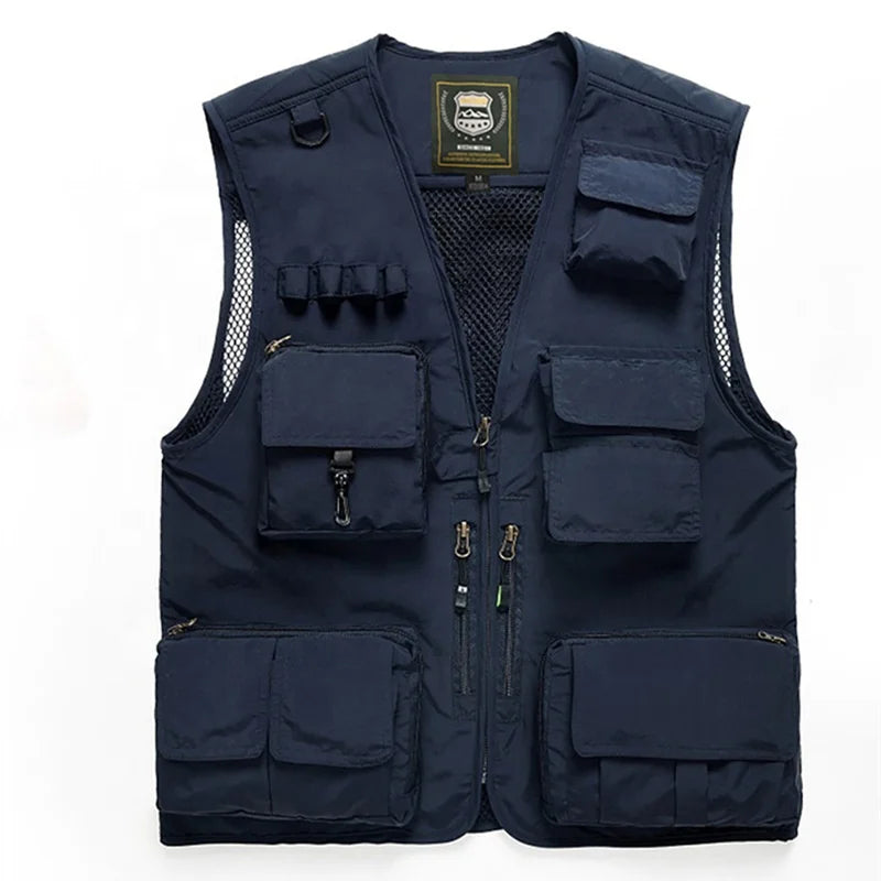 Custom Print Embroidery Logo Men Work Cargo Photographer Black Mesh Utility Tactical Vest Men's Hiking Vests
