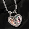 DAIHE Custom Picture Pendant Necklace Jewelry Broken Heart Couples Photo Iced Out Pendant Love Couples Pendant Necklace