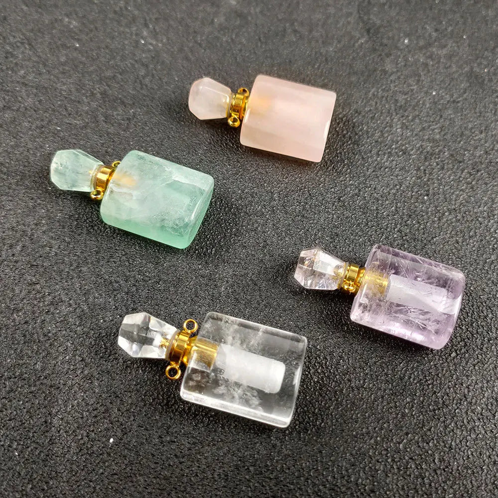 Huiying Diy Precious pendant festival gift hand carved quartz crystal perfume bottle pendant crafts Jeweley
