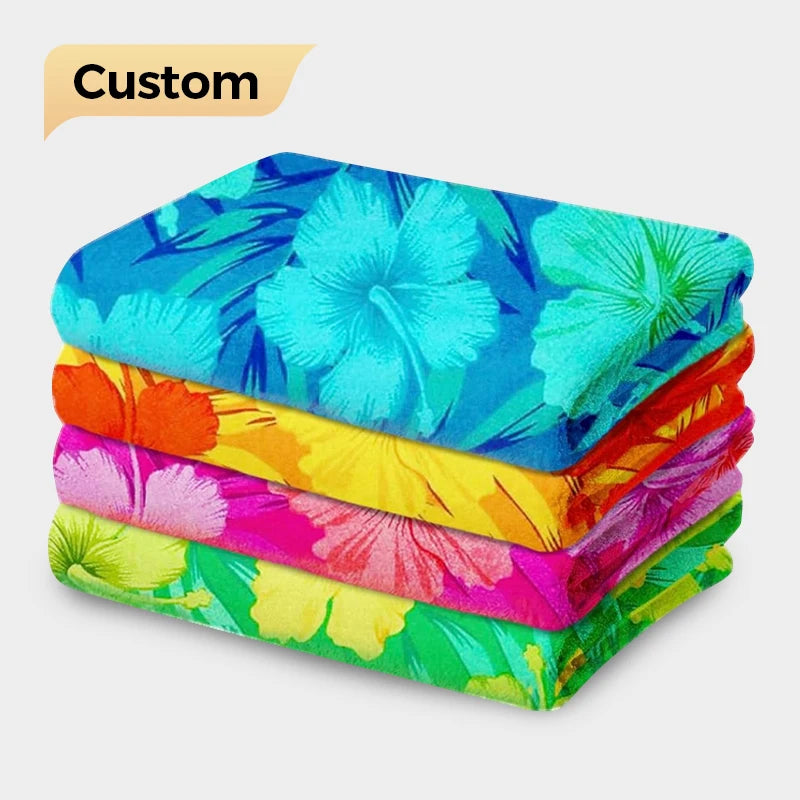 High Quality Custom Summer Velour Beach Towel Novelty Pattern Oversized Sand-Free for Sublimation Printing Logo Cotton Material