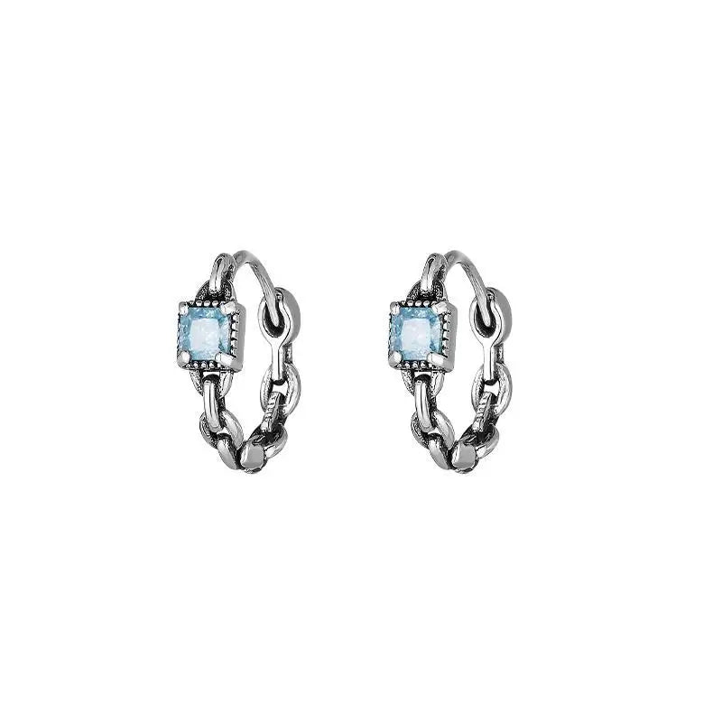 925 Silver Hot Sale Korean Geometric Hoop Earrings Simple Temperament Exquisite Hot Female square Jewelry Gift