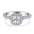 Yilun Classic Princess Cut Diamond Engagement Ring Cubic Zircon 925 Sterling Silver Wedding Promise Ring for Ladies