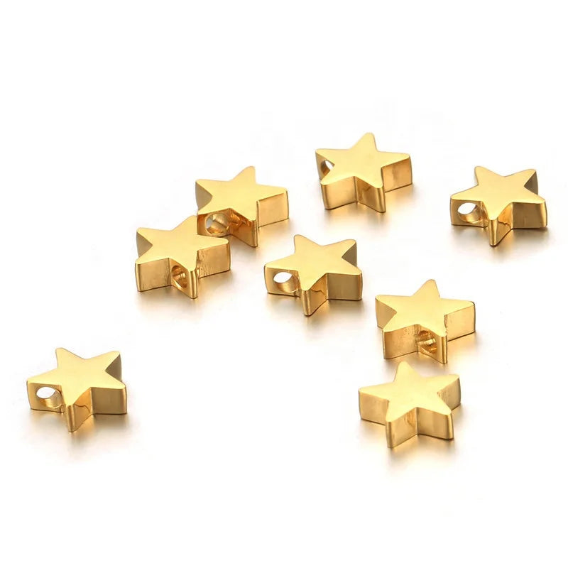 Blank Stainless Steel Spacer Star Pendant Charm Hole Beads for Necklace Bracelet  DIY Custom Jewelry