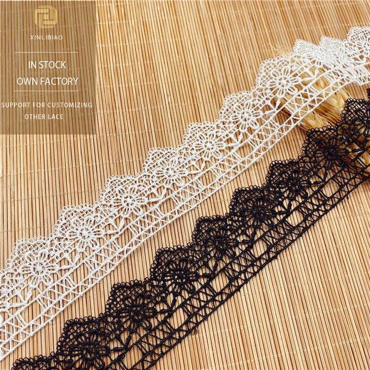 High Quality Polyester Silk French Lace Fabric DIY Embroidery Barcode Hollow Flower Lace Accessories for Shoes Bags Clothing