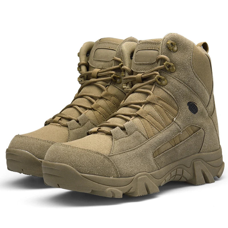 HS-064  Durable  Jungle Beige Shoes Desert Khaki  Rubber Shoes Men's Hiking Boots